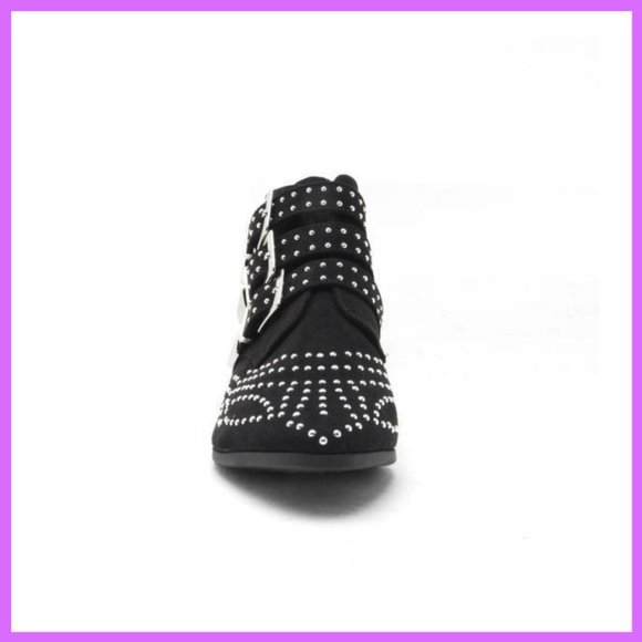 NWT Studded Low Cut Bootie with Belts (Black) - Picture 4 of 6